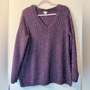 J. Jill Navy and Pink Knit Sweater Size L